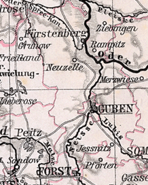 Ein detaillierter alter Stadtplan von Stuttgart, Deutschland, der Straßen, Gebäude, Sehenswürdigkeiten und Text mit Informationen über die Bevölkerung, Straßen und Sehenswürdigkeiten zeigt.