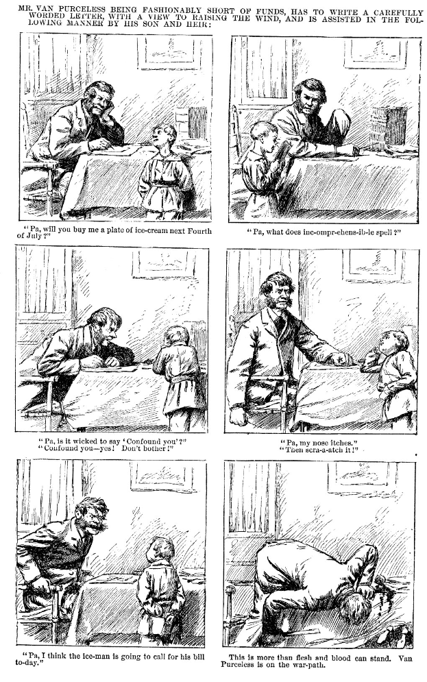 Eine Comicseite mit einem Mann im Anzug mit ernster Miene und einer besorgten Frau im Gespräch, mit Text 'Mann, Frau, Menschengesicht.'