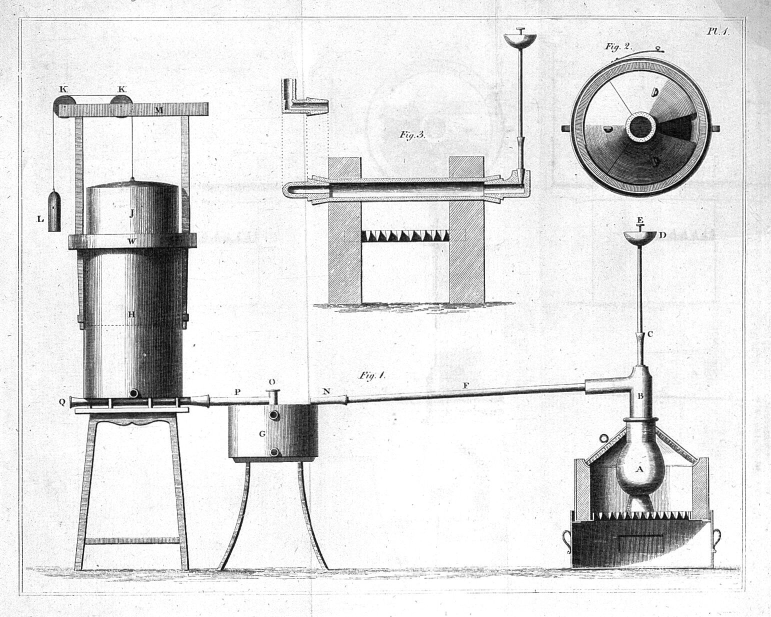 Eine schematische Zeichnung eines Elektronenbeschleunigers mit einer Uhr oben drauf, begleitet von handschriftlichen Notizen und numerischen Beschriftungen.