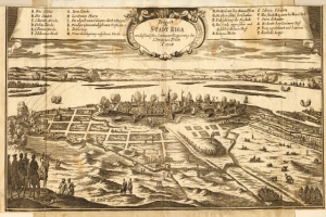 Ausführliche alte Karte von Stuttgart, Deutschland, mit Straßen, Gebäuden, Bäumen, Gewässern und Textanmerkungen.