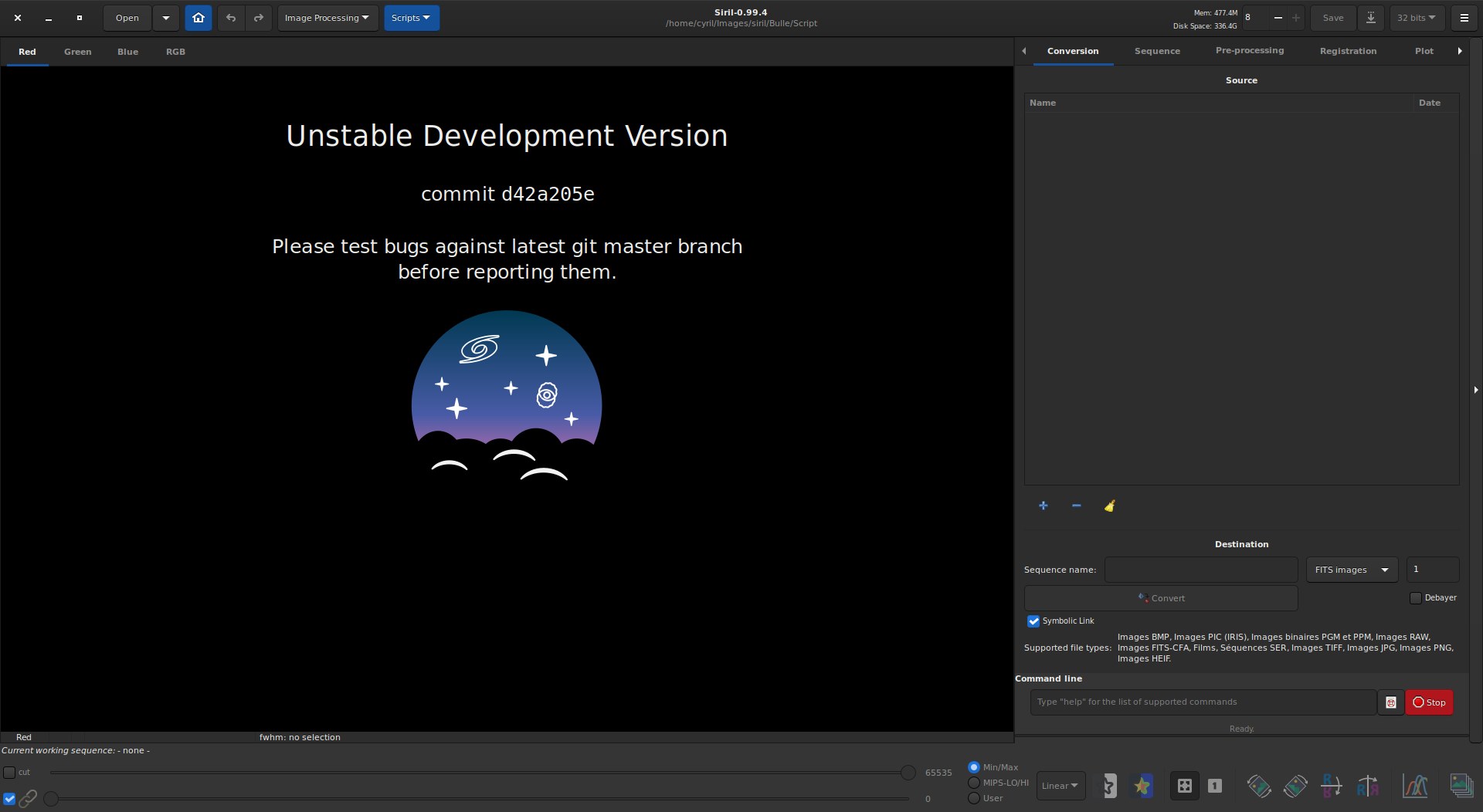 Screenshot eines Computerbildschirms mit der fettgedruckten weißen Schrift 'instabile Entwicklungsversion' auf schwarzem Hintergrund, wobei 'unaufhaltsame Entwicklung' in hellblau hervorgehoben ist, zusammen mit Symbolen für eine Suchleiste, Dropdown-Menü und Fortschrittsbalken.