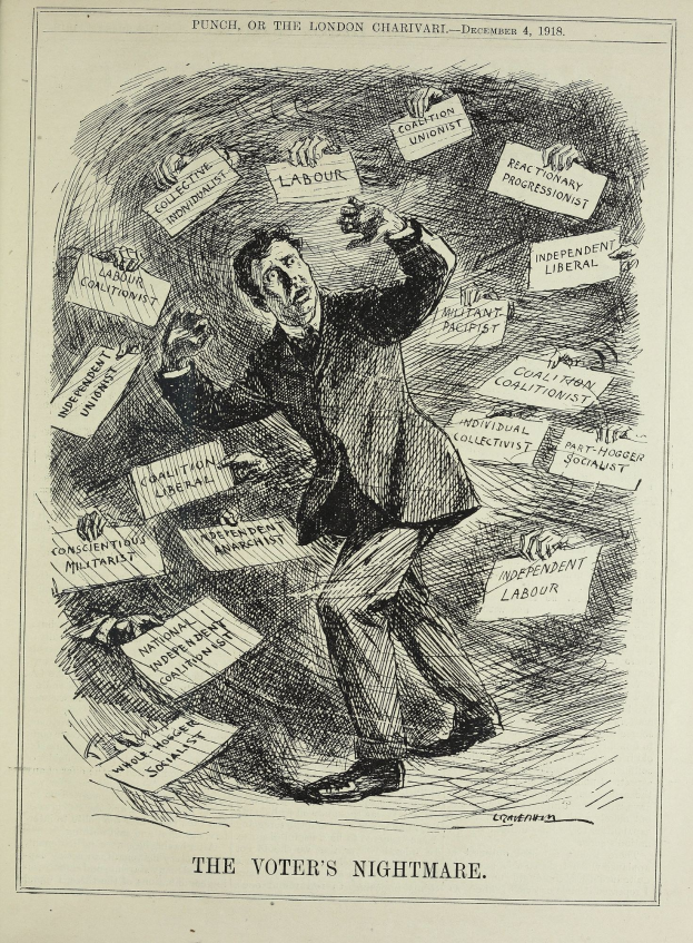 Mann im Anzug und Krawatte hält ein Schild mit der Aufschrift 'Der Albtraum des Wählers' mit entschlossener Miene, strahlt Stärke und Selbstvertrauen aus.